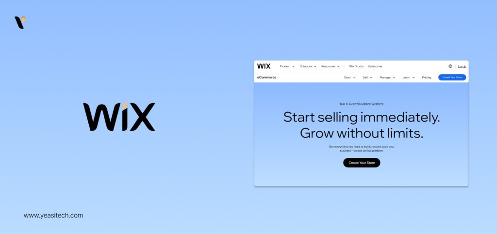 this image shows wix e-commerce platform