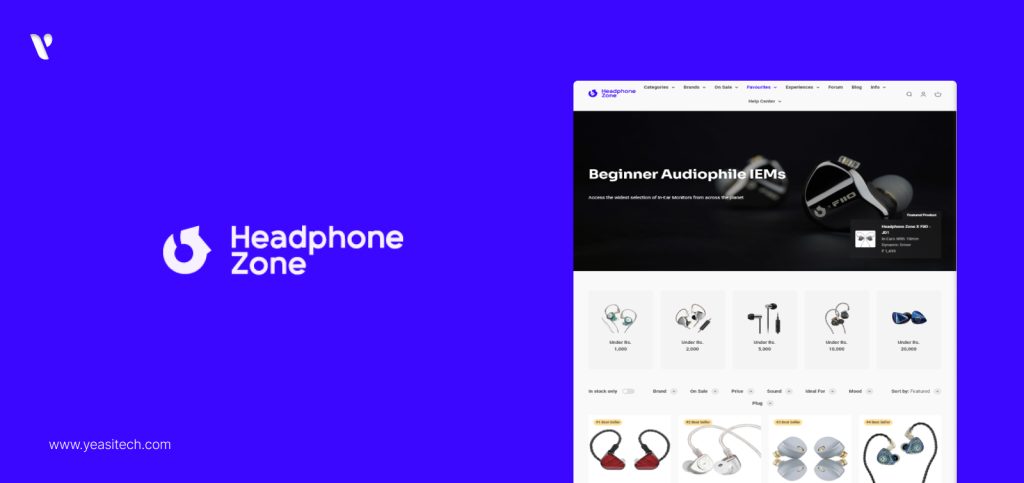 Headphone zone yeasitech shopify development